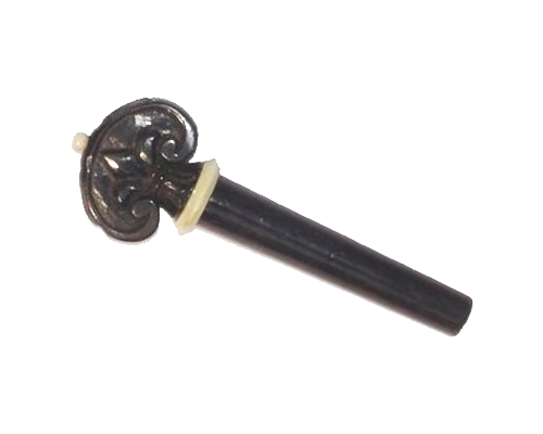 Ebony Carve Pegs Fleur De Lys White Top And Collar - Violin Fittings by Pentacle India